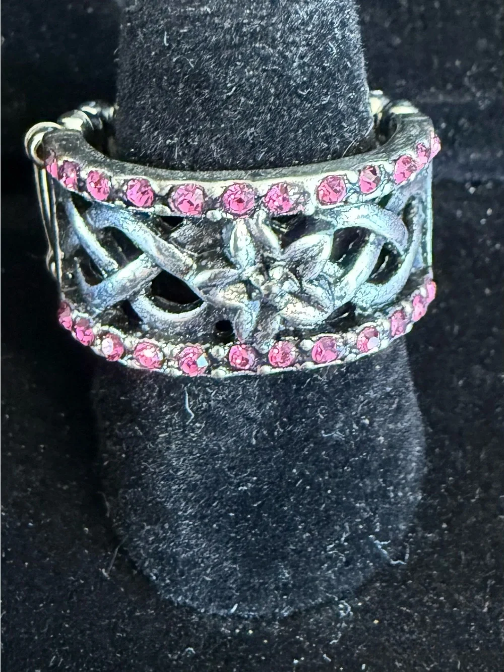 paparazzi Pink Crystal Floral Filigree Ring